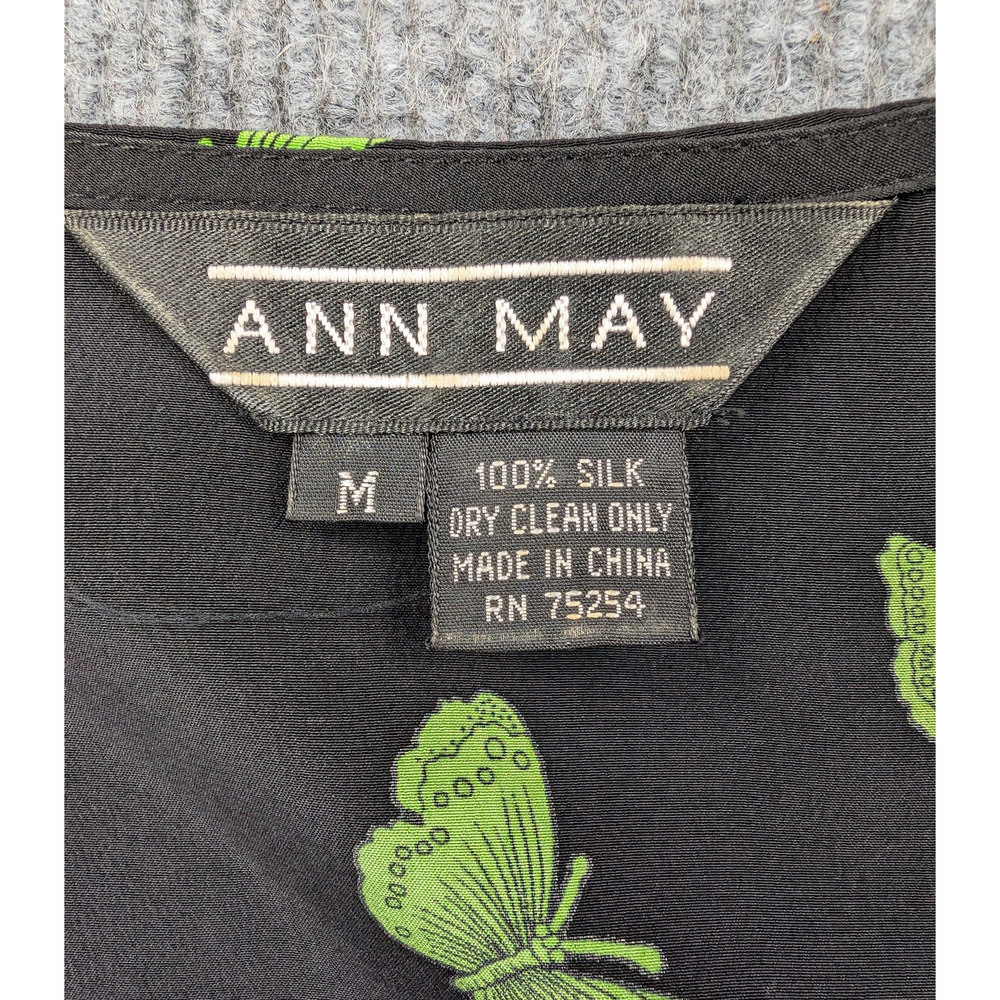 Vintage Ann May Silk Maxi Dress Womens Medium Butterfly 90s Phoebe Whimsical Y2K - Picture 7 of 9